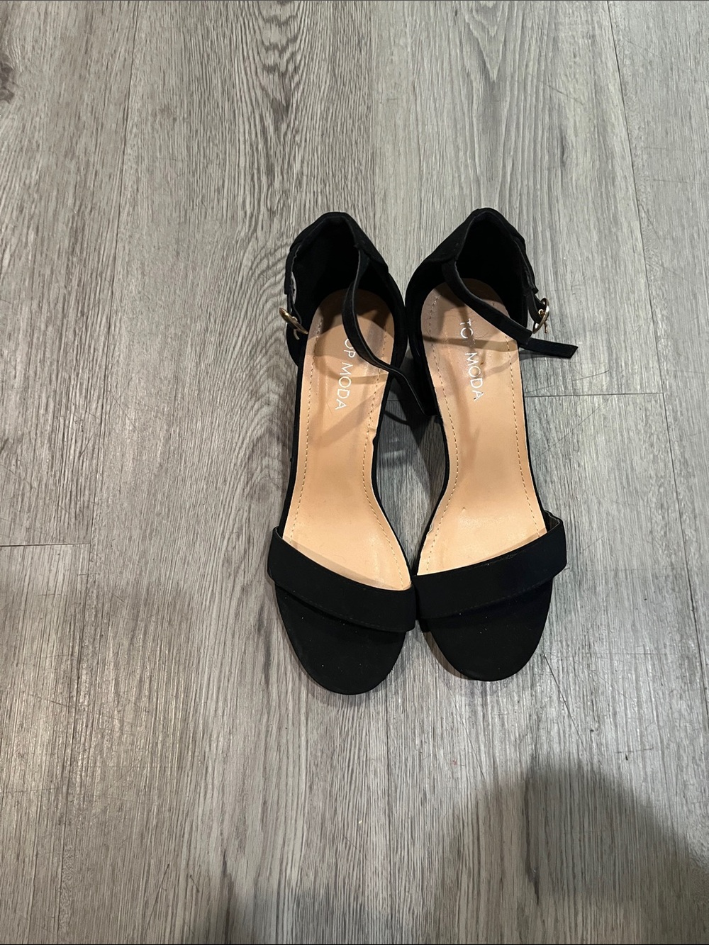 TOP Moda Black Ankle Strap Block Heels